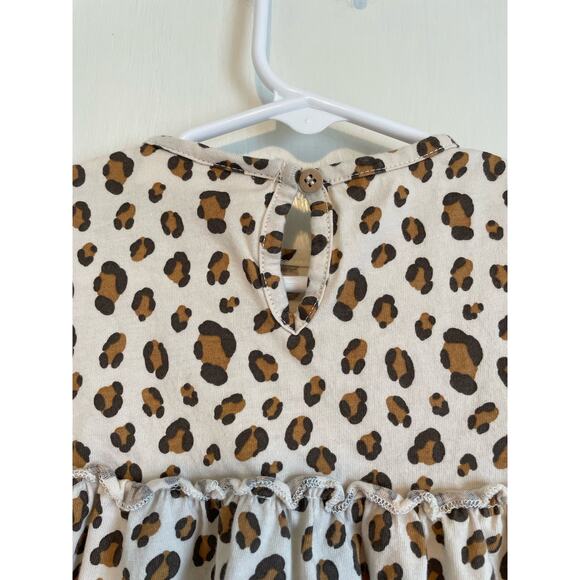 Zara Baby leopard print top tunic long sleeves ruffled lightweight cotton 9-12m - Picture 3 of 5